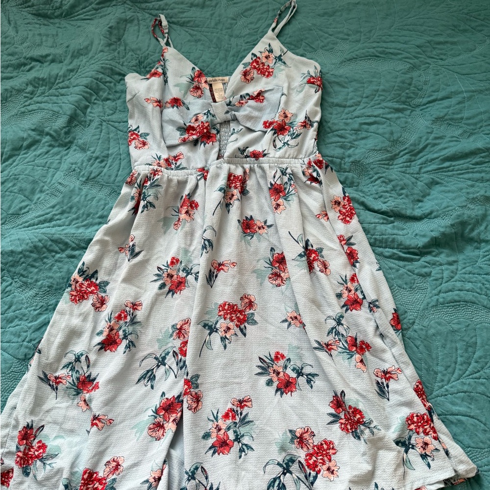 Floral Dress in Red and White and Blue
